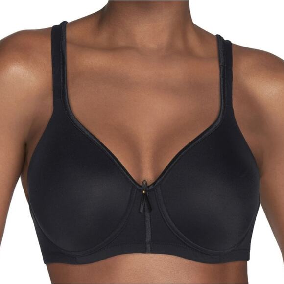 Vanity Fair Body Caress Wireless Bra 40C Black 72335 Full Coverage Convertible - Picture 1 of 8